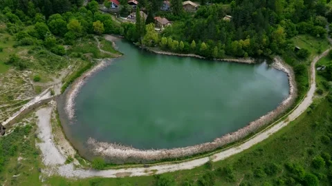 Aerial drone view Top Down of Lago Mandria del Conte in the Madonie mountain Stock Footage 310119241