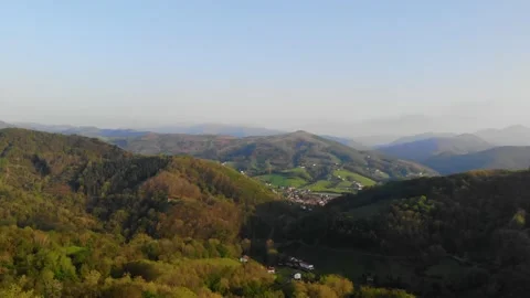 Aerial drone view on top of a mountain in the Basque Country Aerial scene with Video stock 201525756