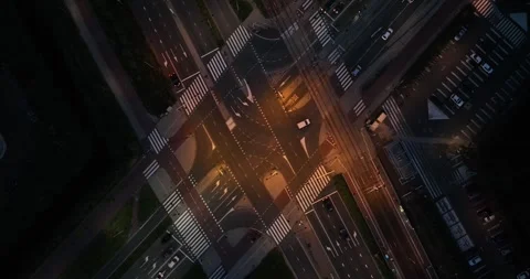 Aerial drone view of a traffic intersection in Amsterdam, showing pedestrians Stock Footage 249045799