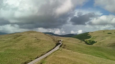 Aerial drone view of  Transbucegi road in Bucegi national park Video stock 287075295