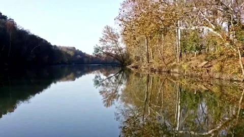 Aerial drone view of the trees and Missouri river Stock Footage 147949572