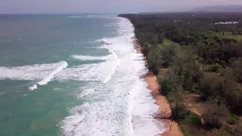 An Aerial Drone View of Tropical beach Stock Footage 160720114