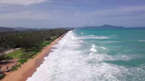 An Aerial Drone View of Tropical beach Stock Footage 160720132