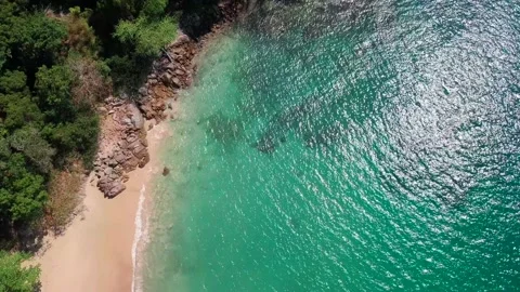 An Aerial Drone View of Tropical beach Stock Footage 161068096