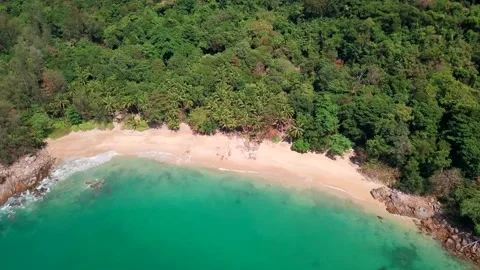 An Aerial Drone View of Tropical beach Stock Footage 161068098