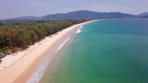 An Aerial Drone View of Tropical beach Stock Footage 161068107