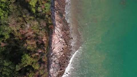 An Aerial Drone View of Tropical beach Stock Footage 161068111