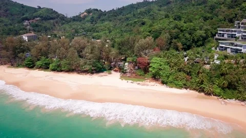 An Aerial Drone View of Tropical beach Stock Footage 161068115
