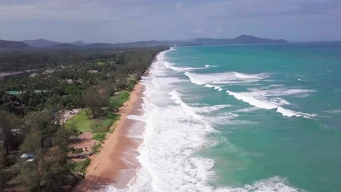 An Aerial Drone View of Tropical beach Stock Footage 161068135