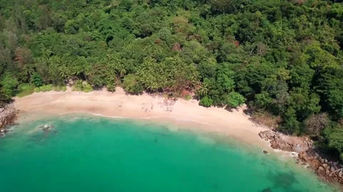 An Aerial Drone View of Tropical beach Stock Footage 161098874