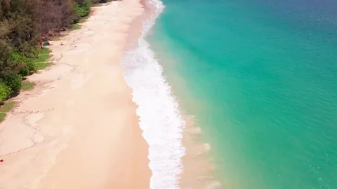 An Aerial Drone View of Tropical beach Stock Footage 161098887