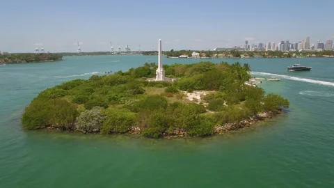 Aerial drone view of tropical Flagler Island near Miami beach Stock Footage 100882853