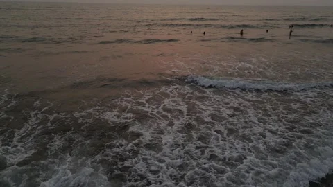Aerial Drone View of Tropical Goa Beach and Arabian Sea Coastline Stock Footage 337482500