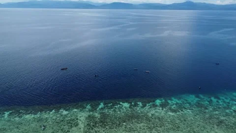 Aerial drone view of tropical White Beach in Moalboal Philippines with ocean Stock Footage 335394855