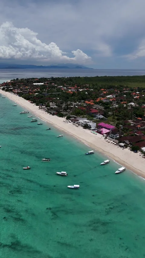 Aerial Drone View of Turquoise Lagoon near Nusa Ceningan, Bali, Indonesia Stock Footage 330285467