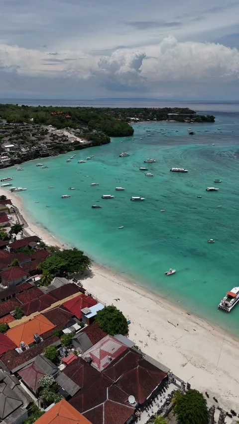 Aerial Drone View of Turquoise Lagoon near Nusa Ceningan, Bali, Indonesia Stock Footage 331519193