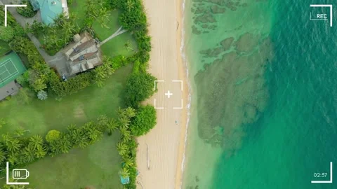Aerial Drone View of Turquoise Sandy Tropical Beach Stock Footage 312379723