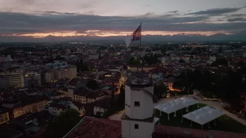 Aerial drone view of Udine at sunset Stock Footage 339866063