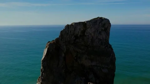 Aerial drone view. Ursa beach, rocks, praia da Ursa Stock Footage 217744375