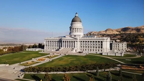 Aerial drone view of Utah State Capitol, Salt Lake City, Utah, October 2018. Stock Footage 100557112