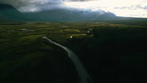 Aerial drone view of a vast and spectacular wilderness, Haines Junction, Yukon Stock Footage 276100856