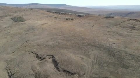 Aerial drone view of vast arid steppe landscape texture Stock Footage 337478979