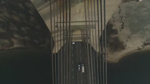 Aerial drone view View Of North or Moscow Bridge Kiev. Stock Footage 218621089