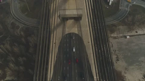 Aerial drone view View Of North or Moscow Bridge Kiev. Vídeo Stock 218621748