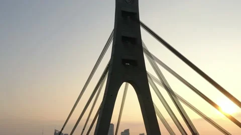 Aerial drone view View Of North or Moscow Bridge Kiev. Vídeo Stock 218622011