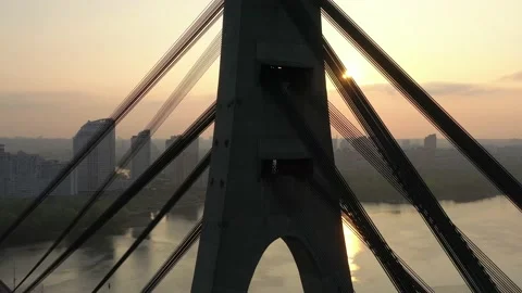 Aerial drone view View Of North or Moscow Bridge Kiev. Stock-Footage 218622283