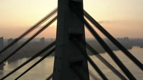 Aerial drone view View Of North or Moscow Bridge Kiev. Stockbeeldmateriaal 218622490
