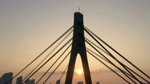 Aerial drone view View Of North or Moscow Bridge Kiev. 動画素材 218623267
