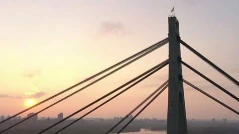 Aerial drone view View Of North or Moscow Bridge Kiev. Vidéo 218623751