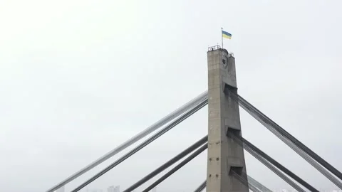 Aerial drone view View Of North or Moscow Bridge Kiev. Vidéo 218624787