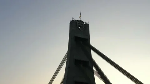 Aerial drone view View Of North or Moscow Bridge Kiev. Vidéo 218806041