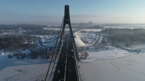 Aerial drone view View Of North or Moscow Bridge Kiev. Vídeo Stock 218808437
