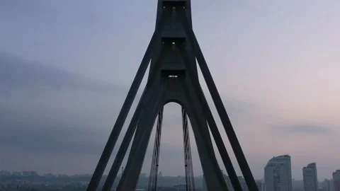 Aerial drone view View Of North or Moscow Bridge Kiev. Video stock 218813919