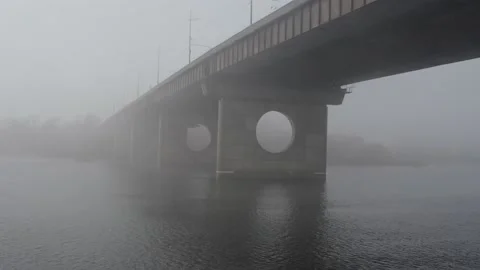 Aerial drone view View Of North or Moscow Bridge Kiev. Stock Footage 231536569