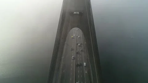 Aerial drone view View Of North or Moscow Bridge Kiev. Stock Footage 231536580