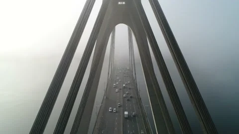 Aerial drone view View Of North or Moscow Bridge Kiev. Stock Footage 231536600