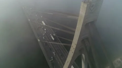 Aerial drone view View Of North or Moscow Bridge Kiev. Stock Footage 231536669