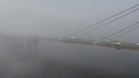 Aerial drone view View Of North or Moscow Bridge Kiev. Stock Footage 231536712