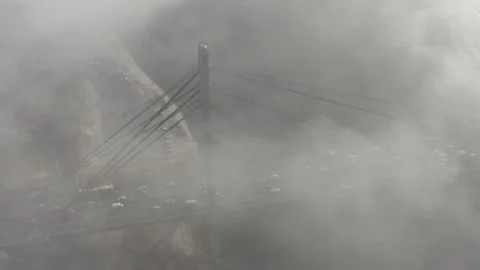 Aerial drone view View Of North or Moscow Bridge Kiev. Stock Footage 231536832