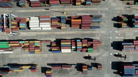 Aerial drone view on Vigo cargo freight, Spain Stock Footage 212790388