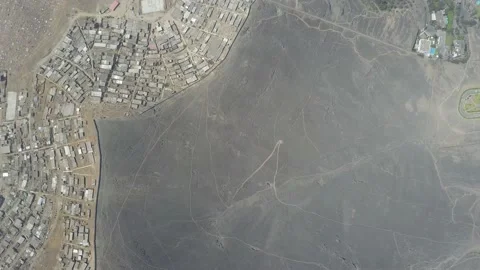 Aerial drone view of a wall that divides two districts Stock Footage 143006692