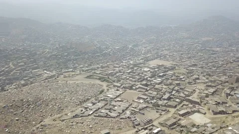 Aerial drone view of a wall that divides two districts Stock-Footage 143006872