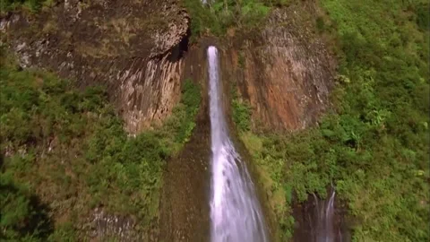 Aerial Drone View of Waterfall in Lush Jungle, Tropical Forest, 4K Stock Footage 337055028