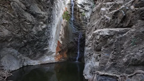 Aerial Drone View of a Waterfall at Platres Village, Cyprus – October 2025 Stock Footage 345204223
