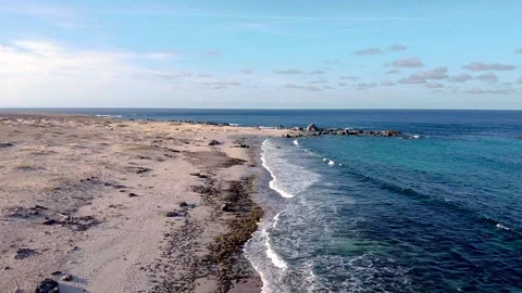 Aerial drone view of waves splashing on the beach Stock Footage 137461815