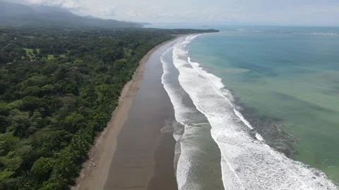 Aerial Drone View of Whale Tail Beach Formation in Uvita Costa Rica Stock Footage 336609712